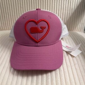 Vineyard Vines Pink Cap with Red Whale Heart